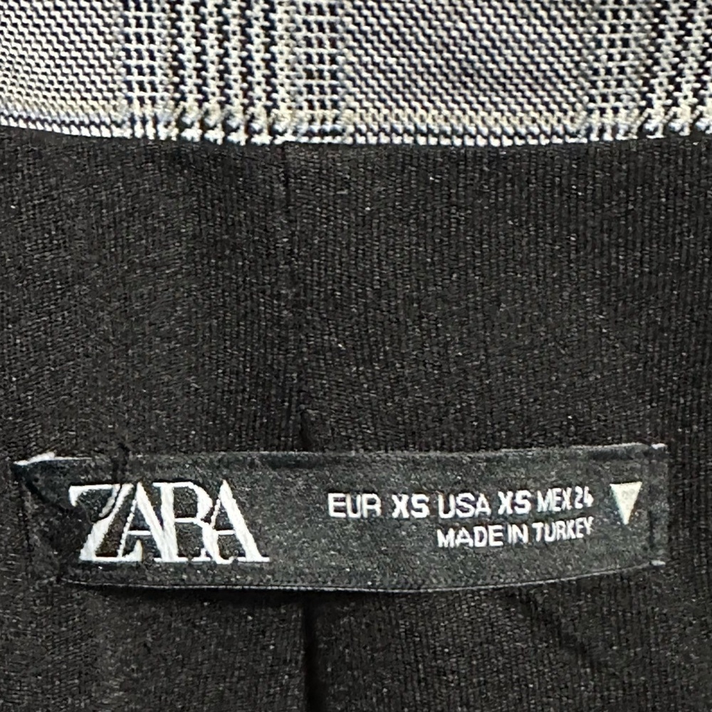 113 ZARA |Turkey EUC Plaid Light Gray Mini Blazer Dress (size XS) Elegant Trendy - Picture 9 of 14